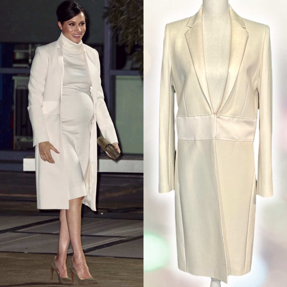 Amanda Wakeley London Cream Sculpted Tailoring ‘Crombie’ Coat ASO Meghan Markle